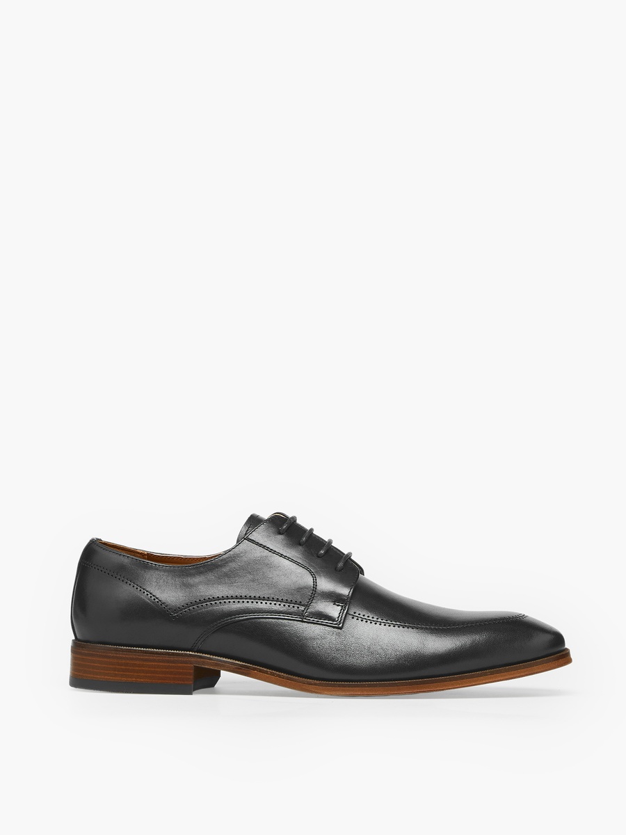 Men Leather Lace-Up Derby Shoes