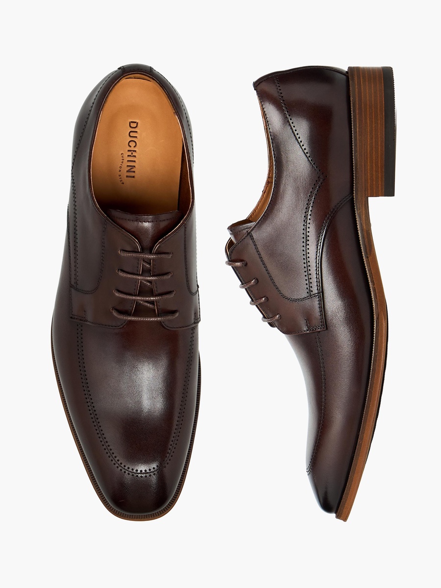 Men Leather Lace-Up Derby Shoes
