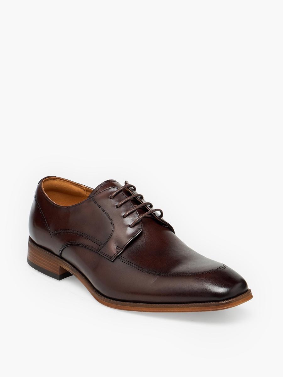 Men Leather Lace-Up Derby Shoes