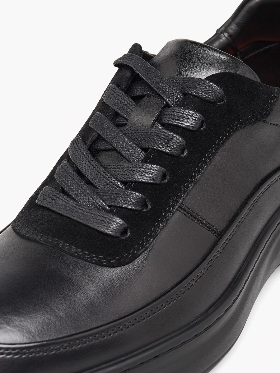 Men Leather Lace-Up Ankle Sneakers