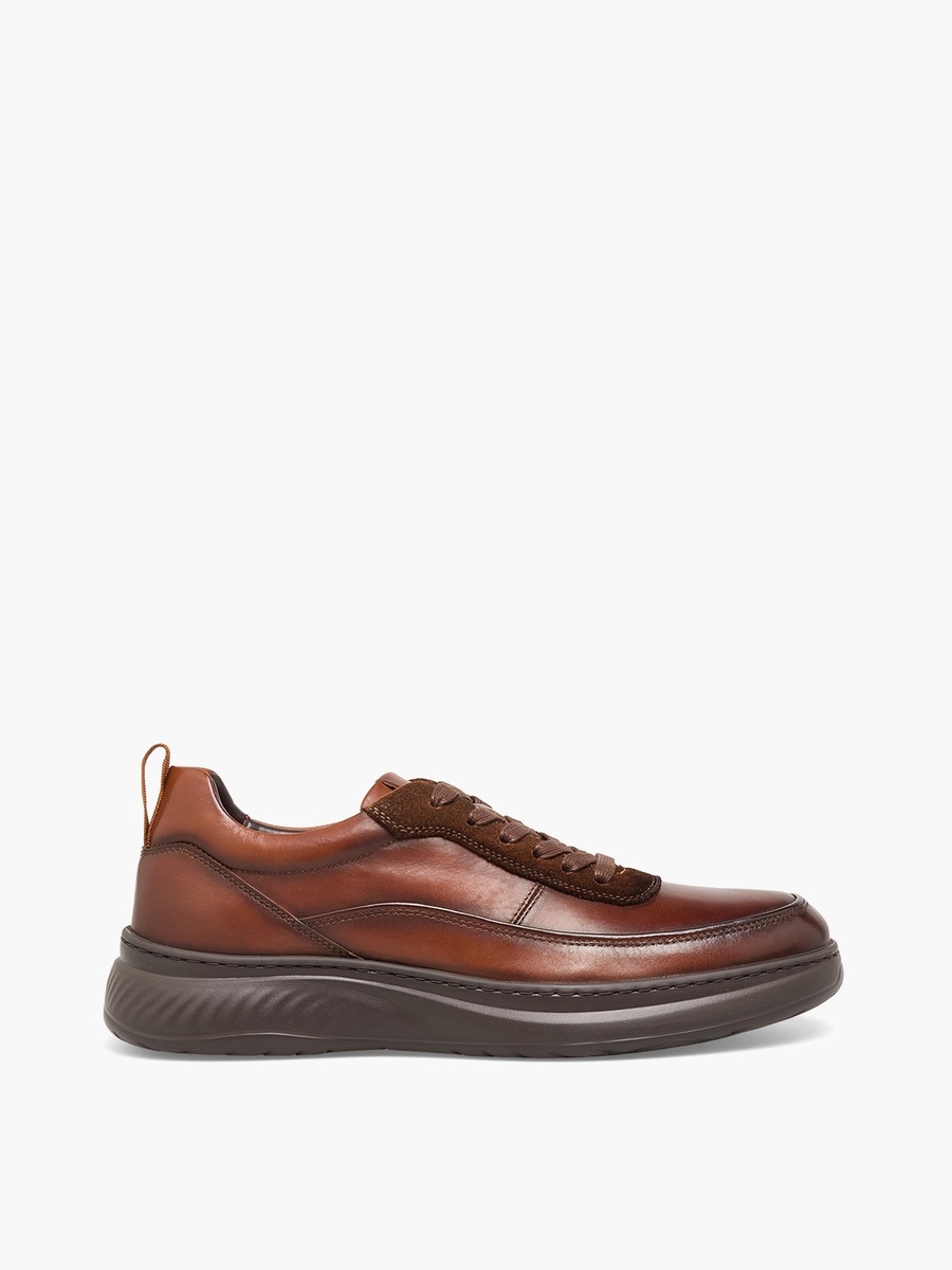 Men Leather Lace-Up Ankle Sneakers