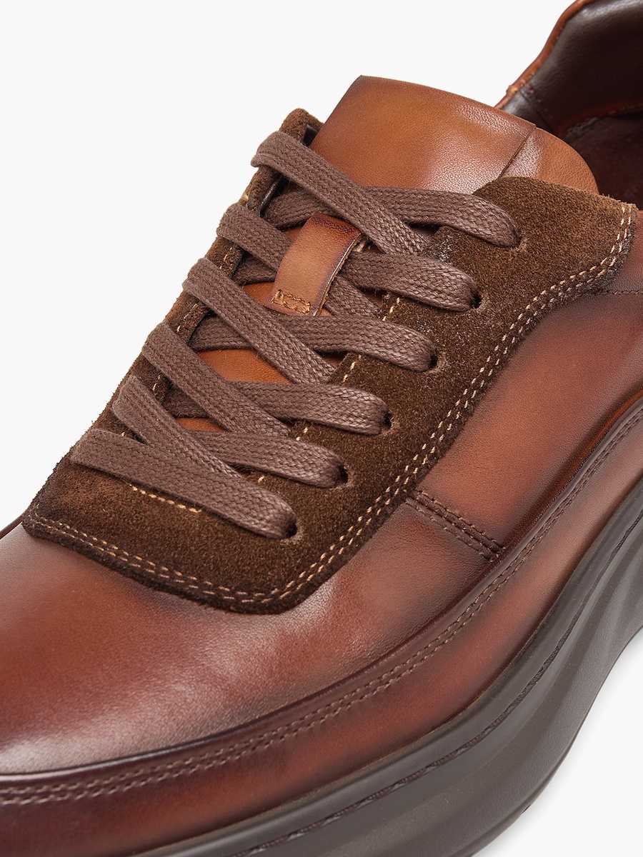 Men Leather Lace-Up Ankle Sneakers