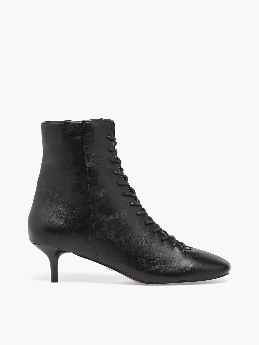Women Lace-Up Kitten Heel Ankle Boots