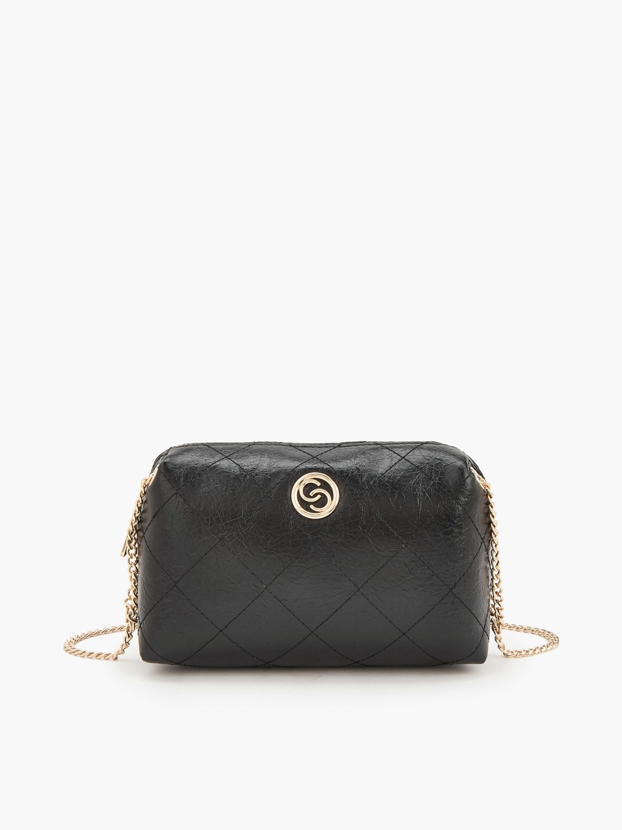 Quilted Suede Crossbody Bag with Chain Strap
