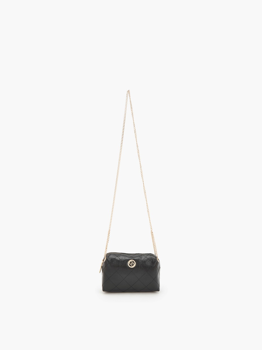 Quilted Suede Crossbody Bag with Chain Strap