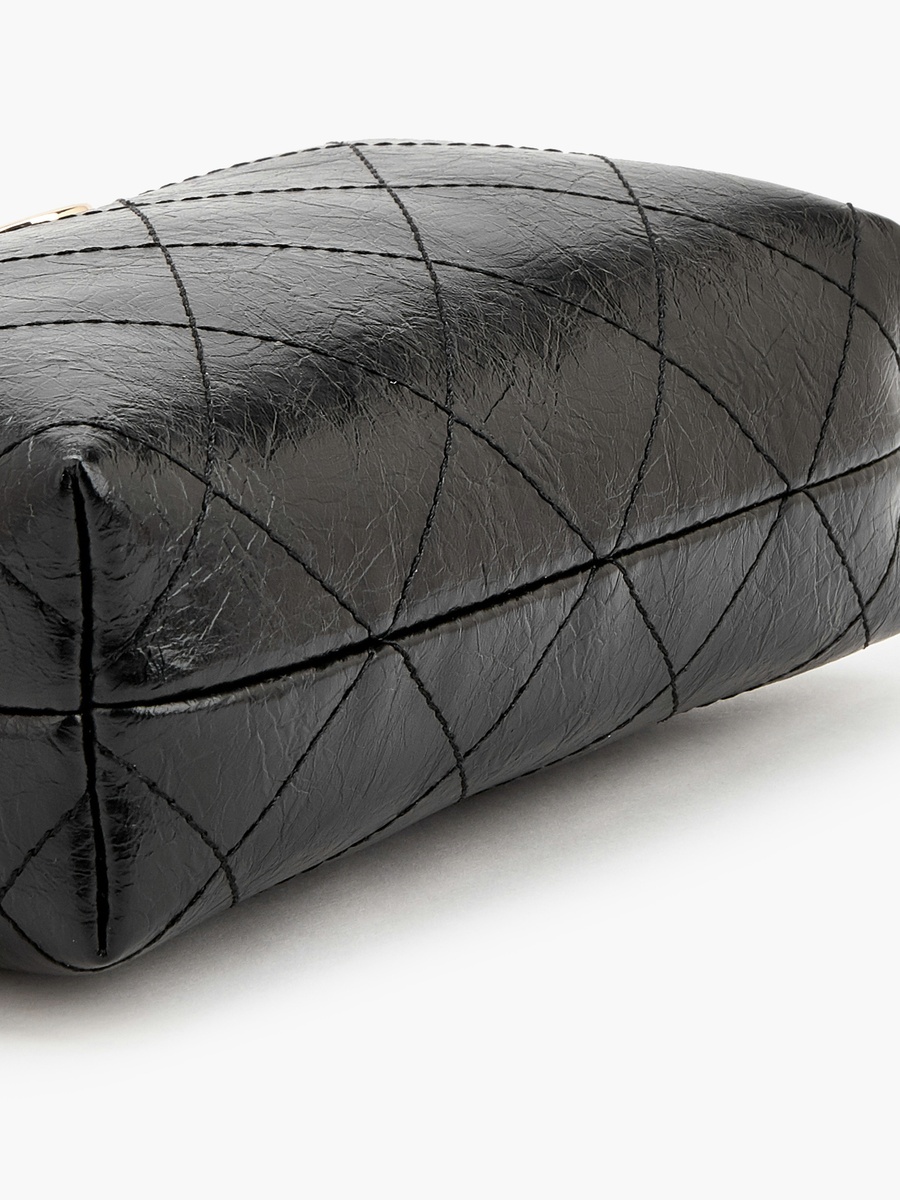 Quilted Suede Crossbody Bag with Chain Strap