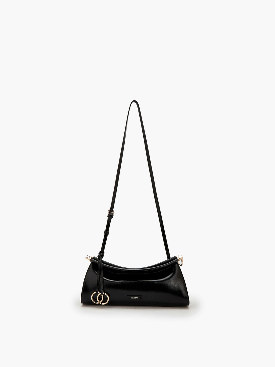 Solid Crossbody Bag with Metallic Accent