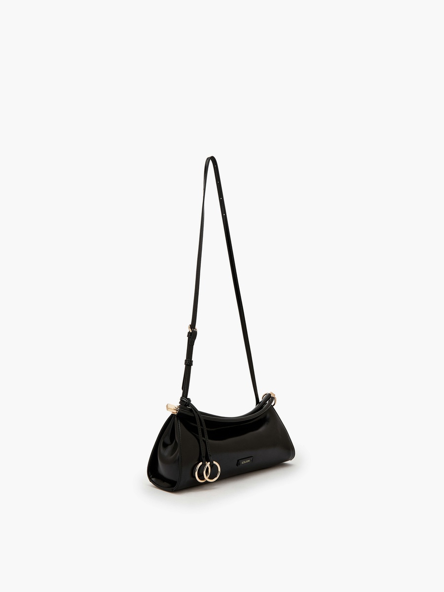 Solid Crossbody Bag with Metallic Accent