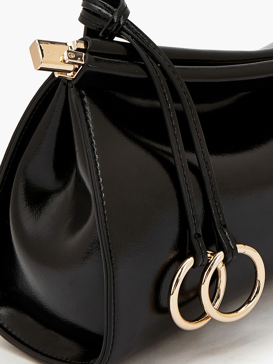 Solid Crossbody Bag with Metallic Accent