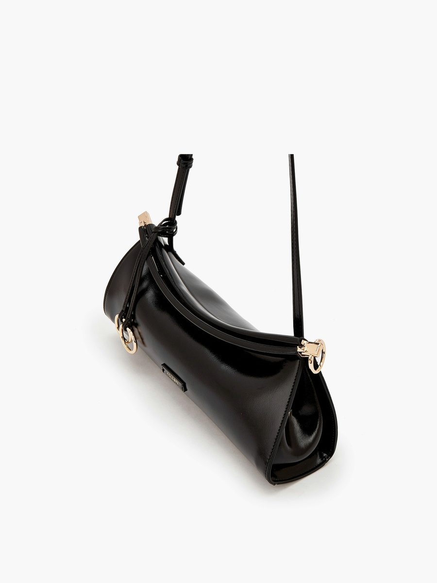 Solid Crossbody Bag with Metallic Accent