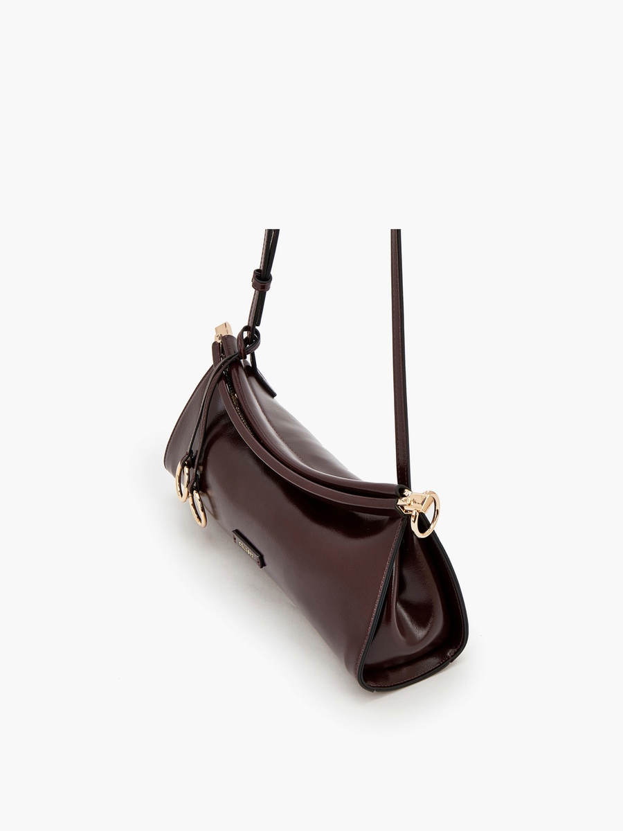 Solid Crossbody Bag with Metallic Accent