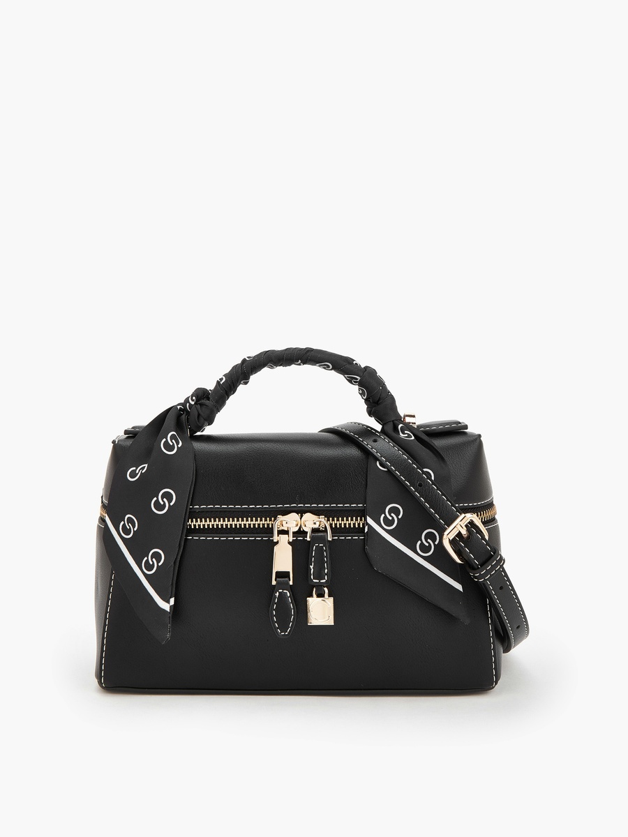 Solid Crossbody Bag with Scarf Detail