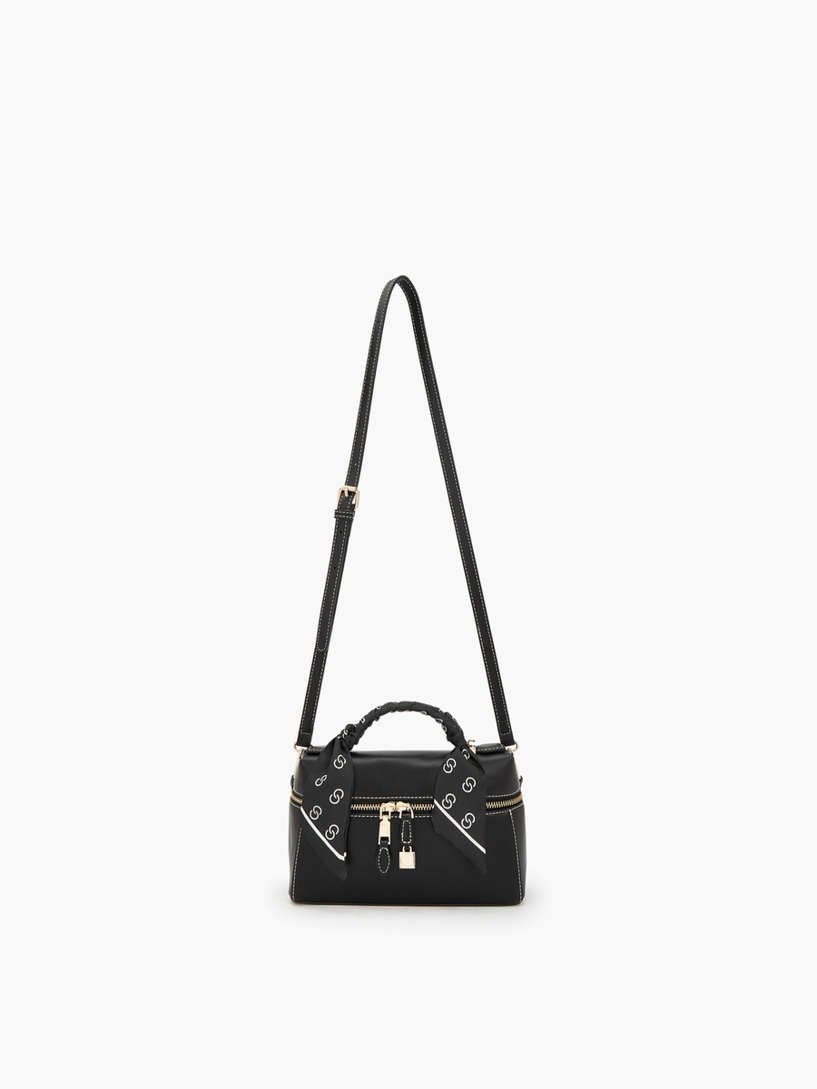 Solid Crossbody Bag with Scarf Detail