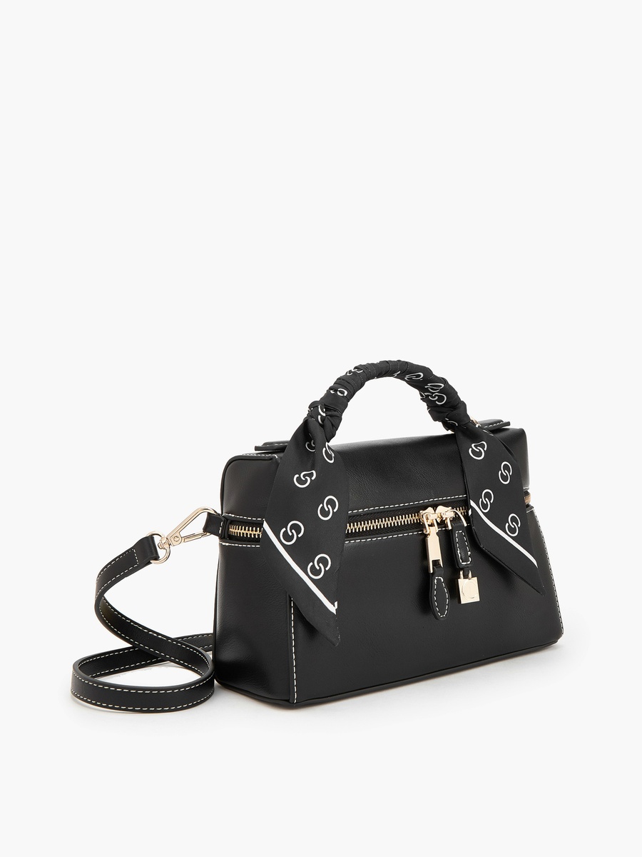 Solid Crossbody Bag with Scarf Detail