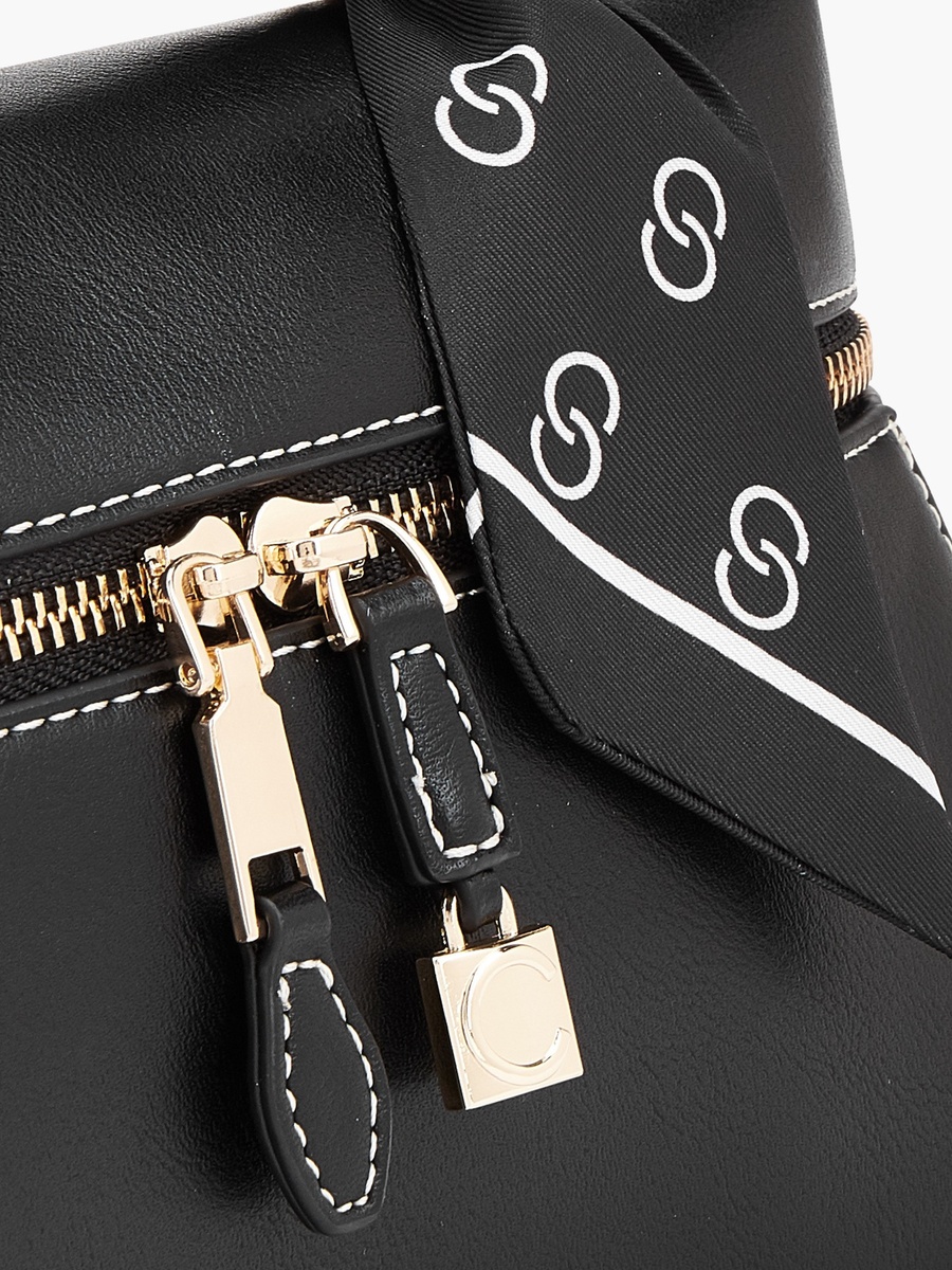 Solid Crossbody Bag with Scarf Detail