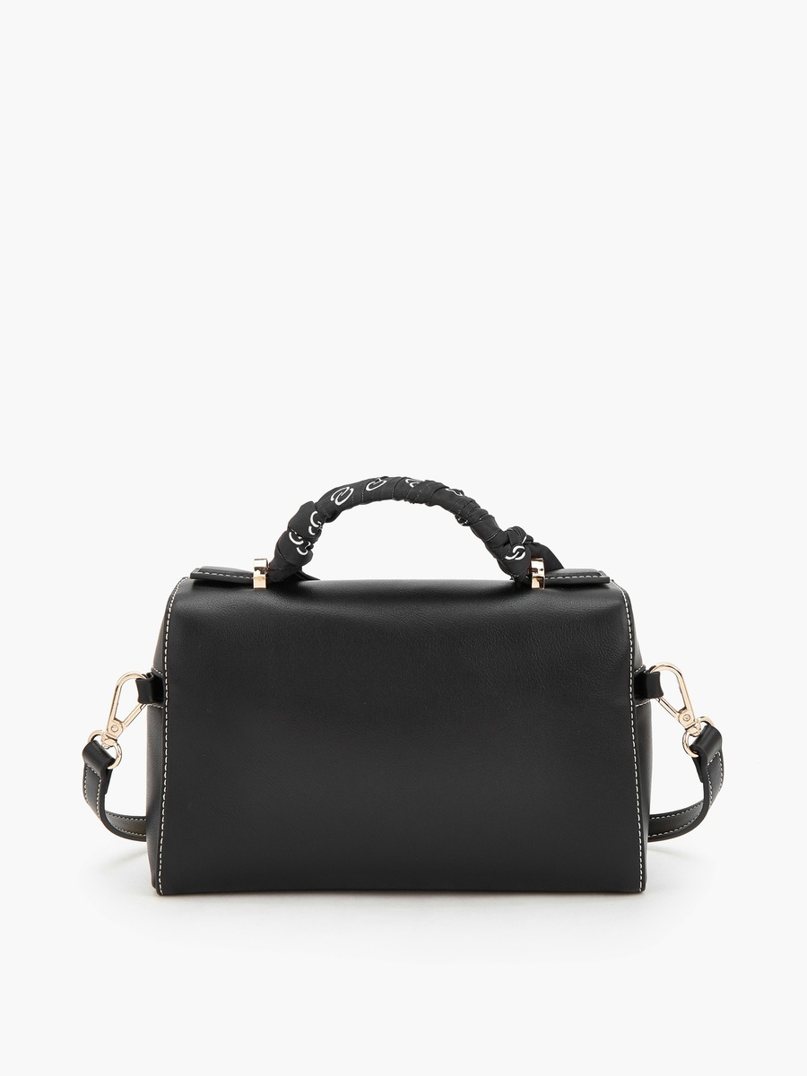Solid Crossbody Bag with Scarf Detail