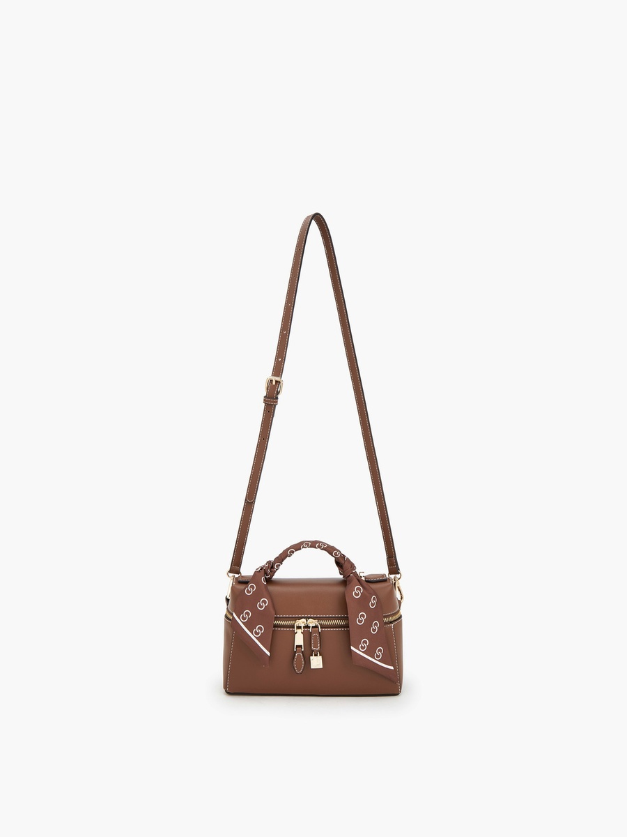 Solid Crossbody Bag with Scarf Detail