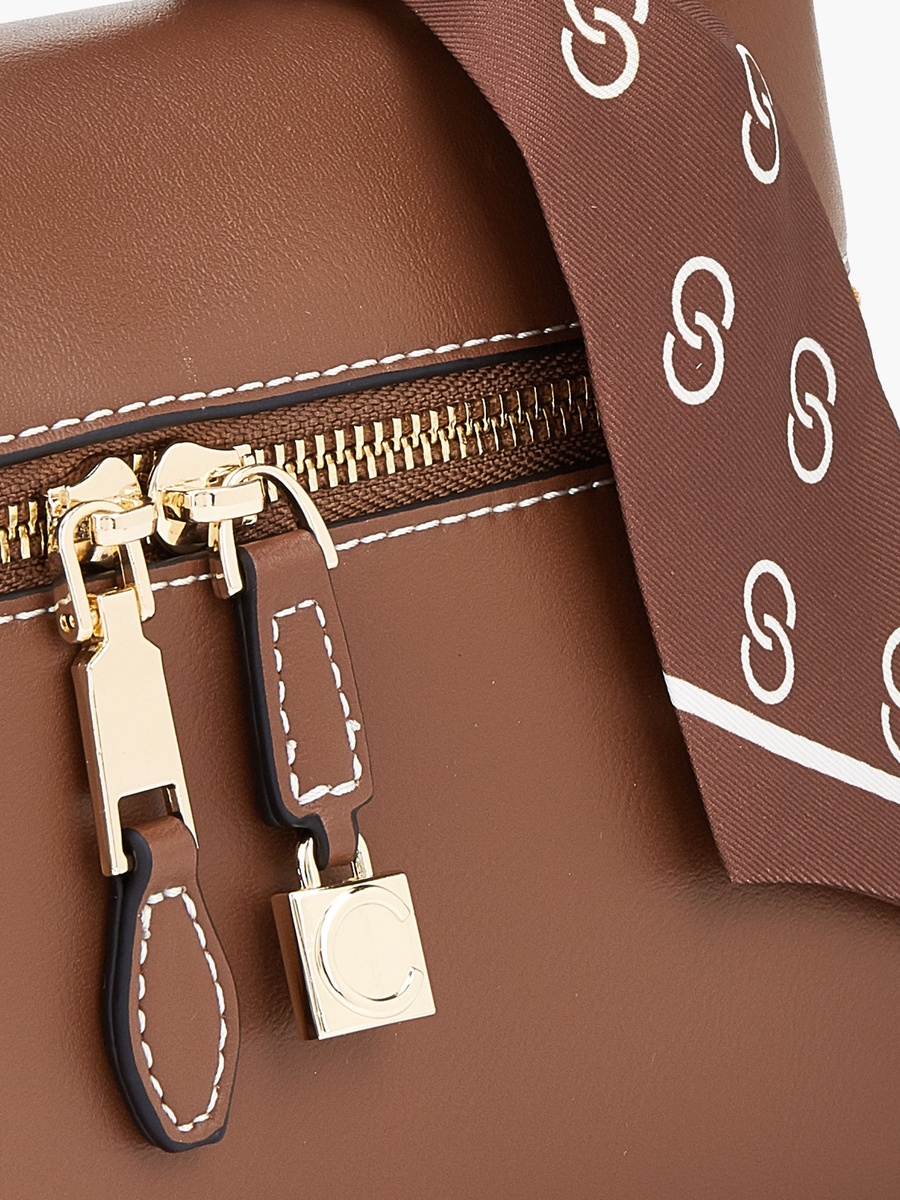 Solid Crossbody Bag with Scarf Detail