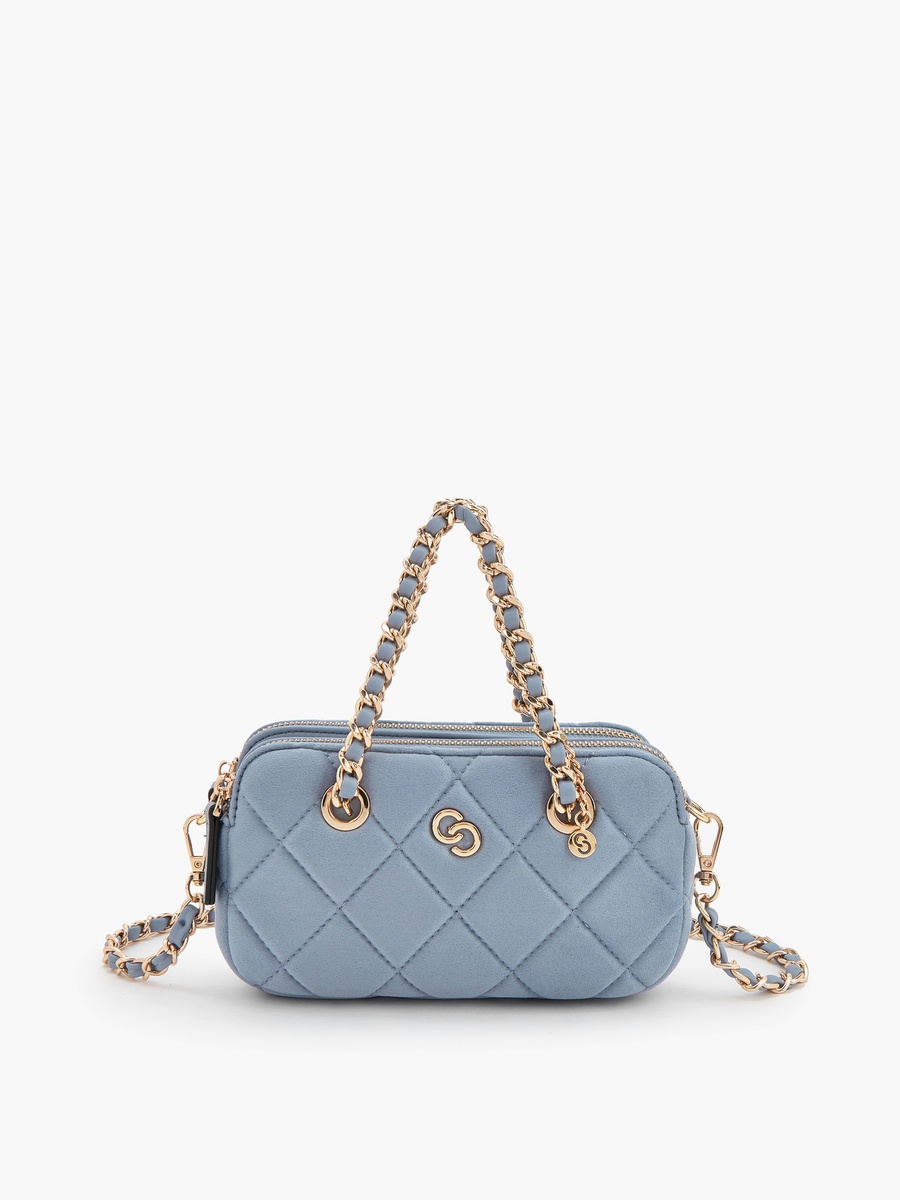 Quilted Suede Crossbody Bag with Chain Strap