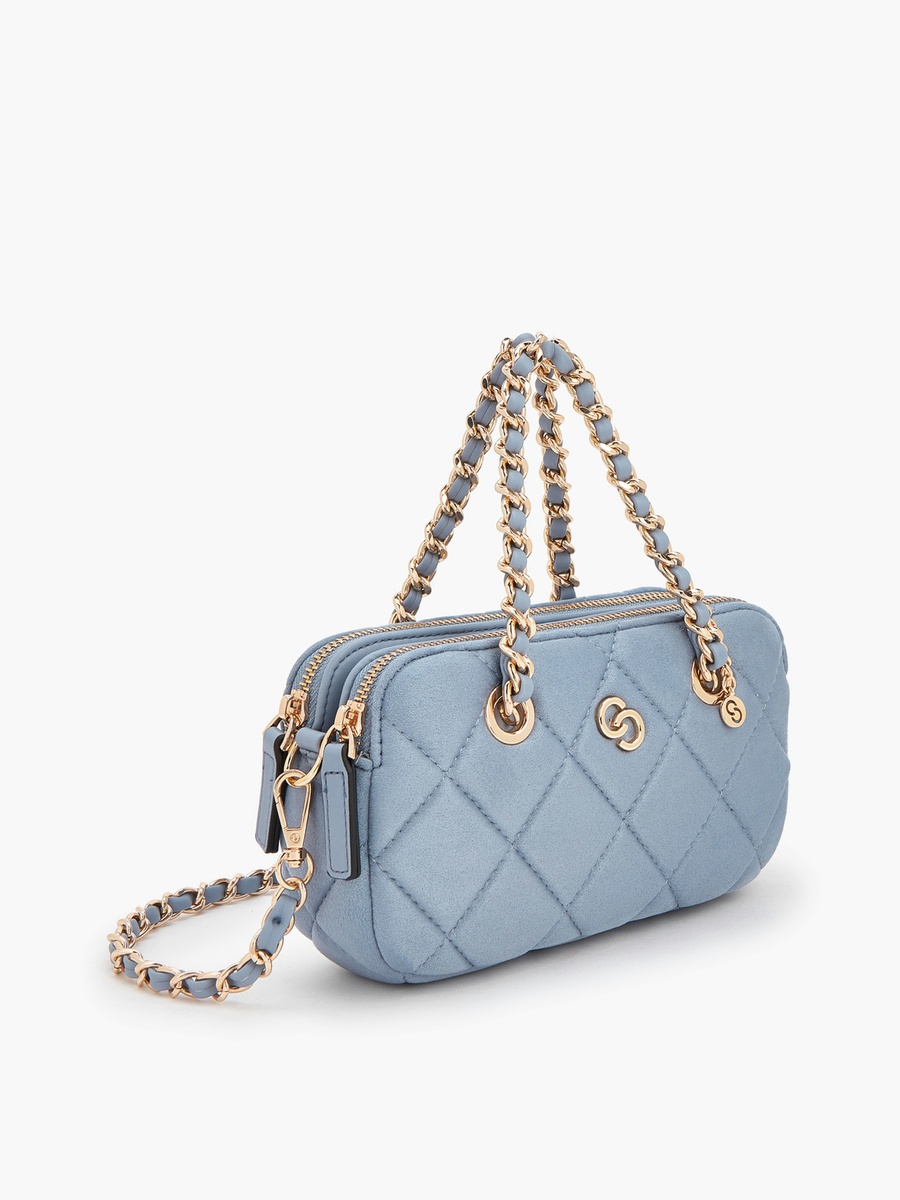 Quilted Suede Crossbody Bag with Chain Strap