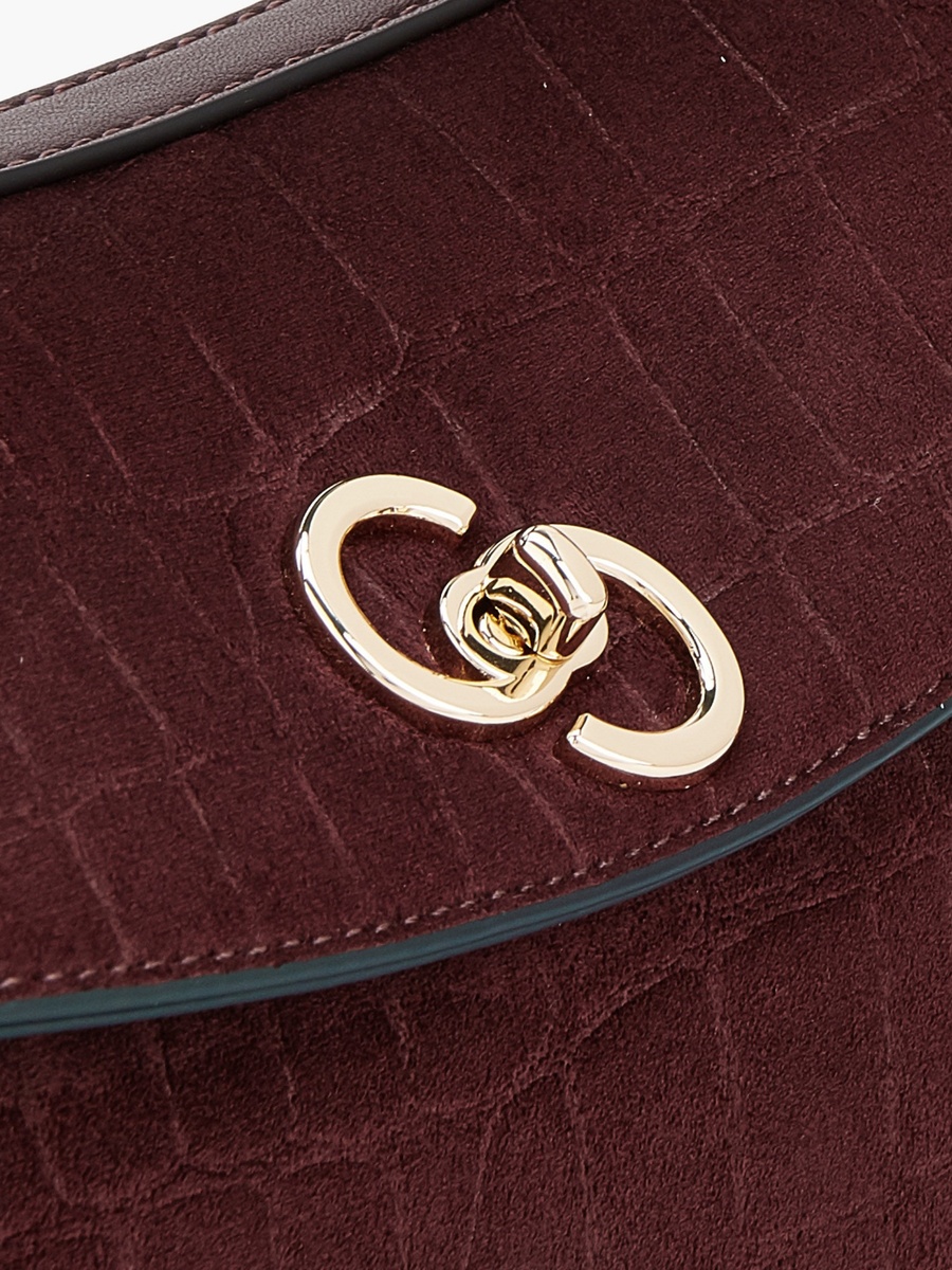 Suede Textured Satchel Bag with Detachable Strap