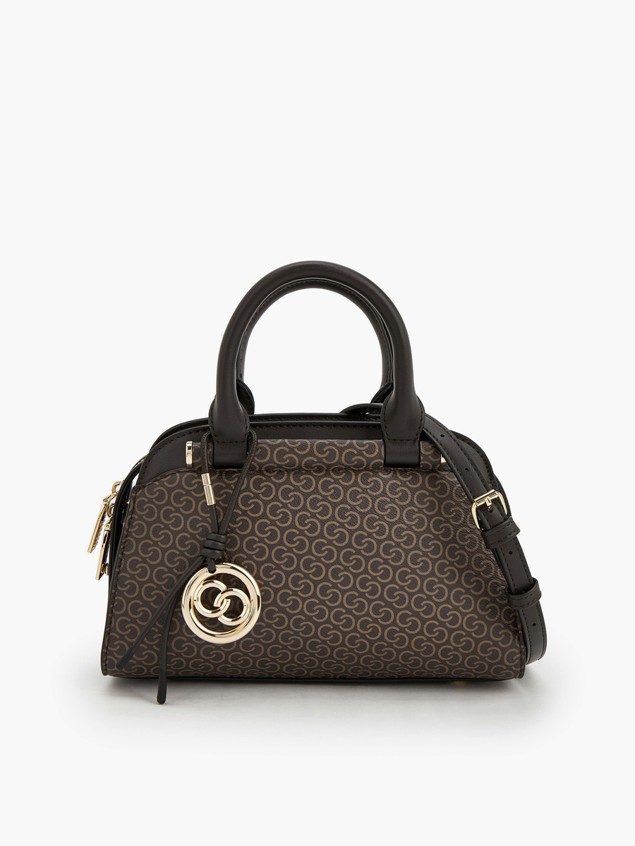 Monogram Print Tote Bag with Detachable Strap