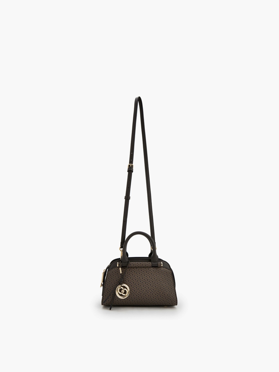 Monogram Print Tote Bag with Detachable Strap