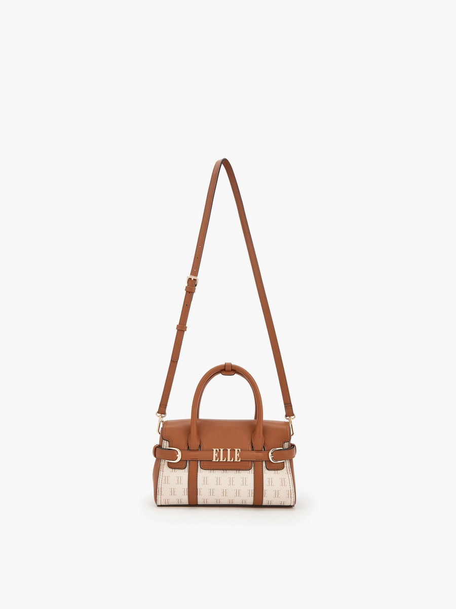 Monogram Print Satchel Bag with Detachable Strap