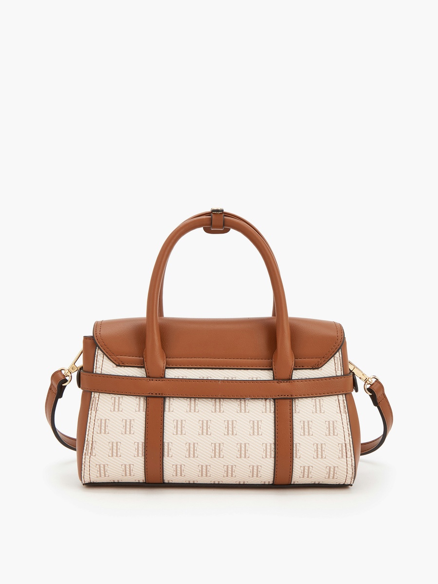 Monogram Print Satchel Bag with Detachable Strap