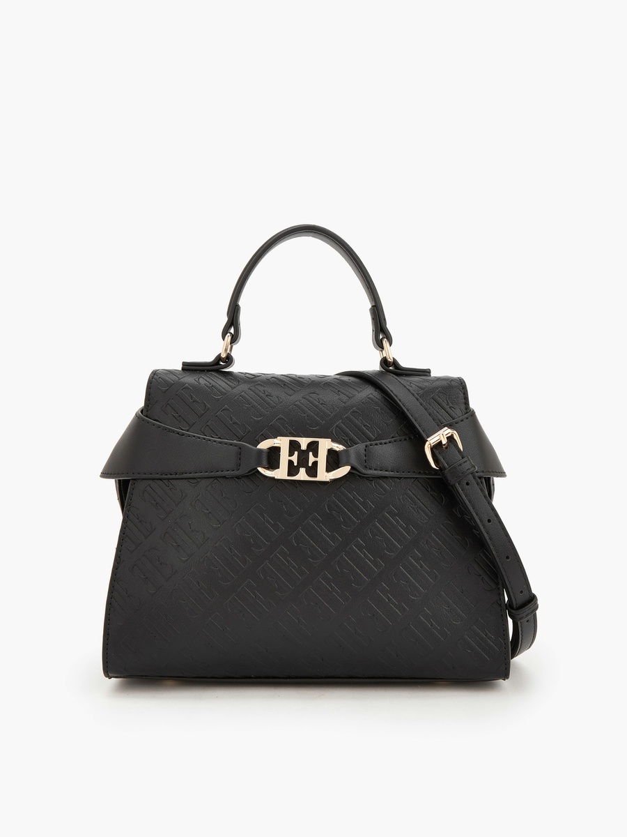 Monogram Embossed Satchel Bag with Detachable Strap