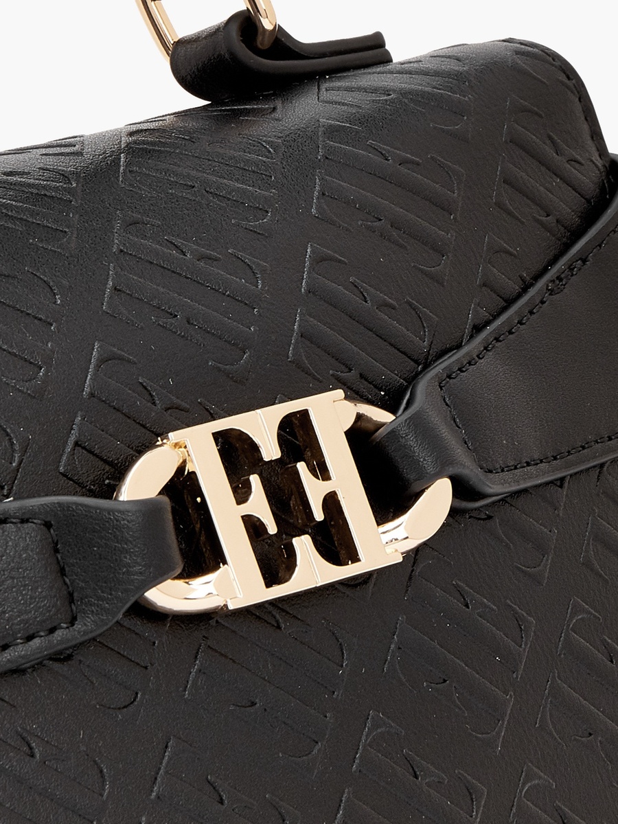 Monogram Embossed Satchel Bag with Detachable Strap