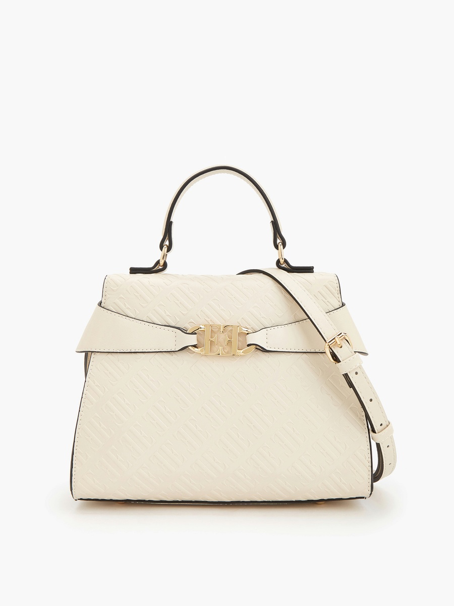 Monogram Embossed Satchel Bag with Detachable Strap