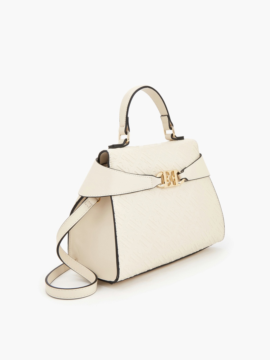 Monogram Embossed Satchel Bag with Detachable Strap