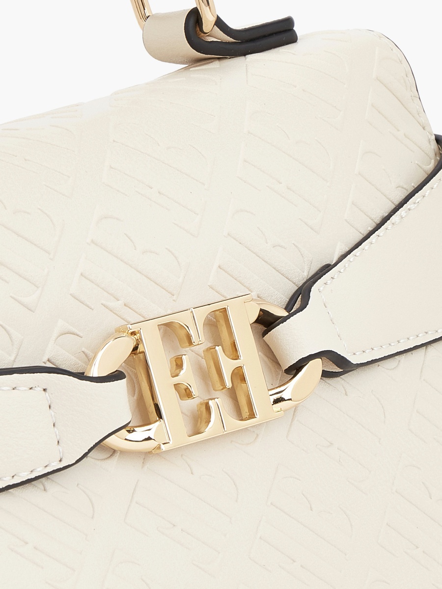 Monogram Embossed Satchel Bag with Detachable Strap