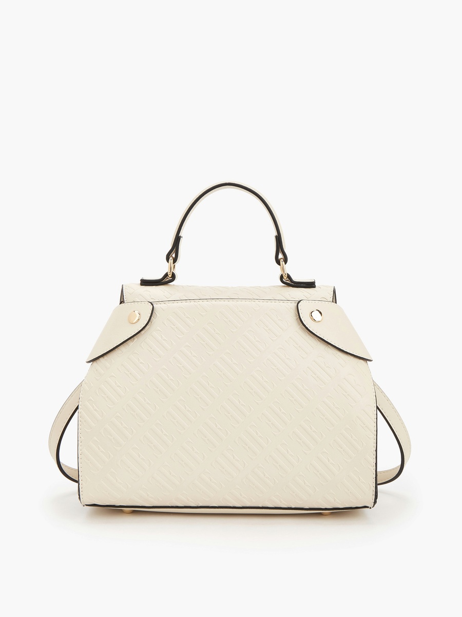 Monogram Embossed Satchel Bag with Detachable Strap