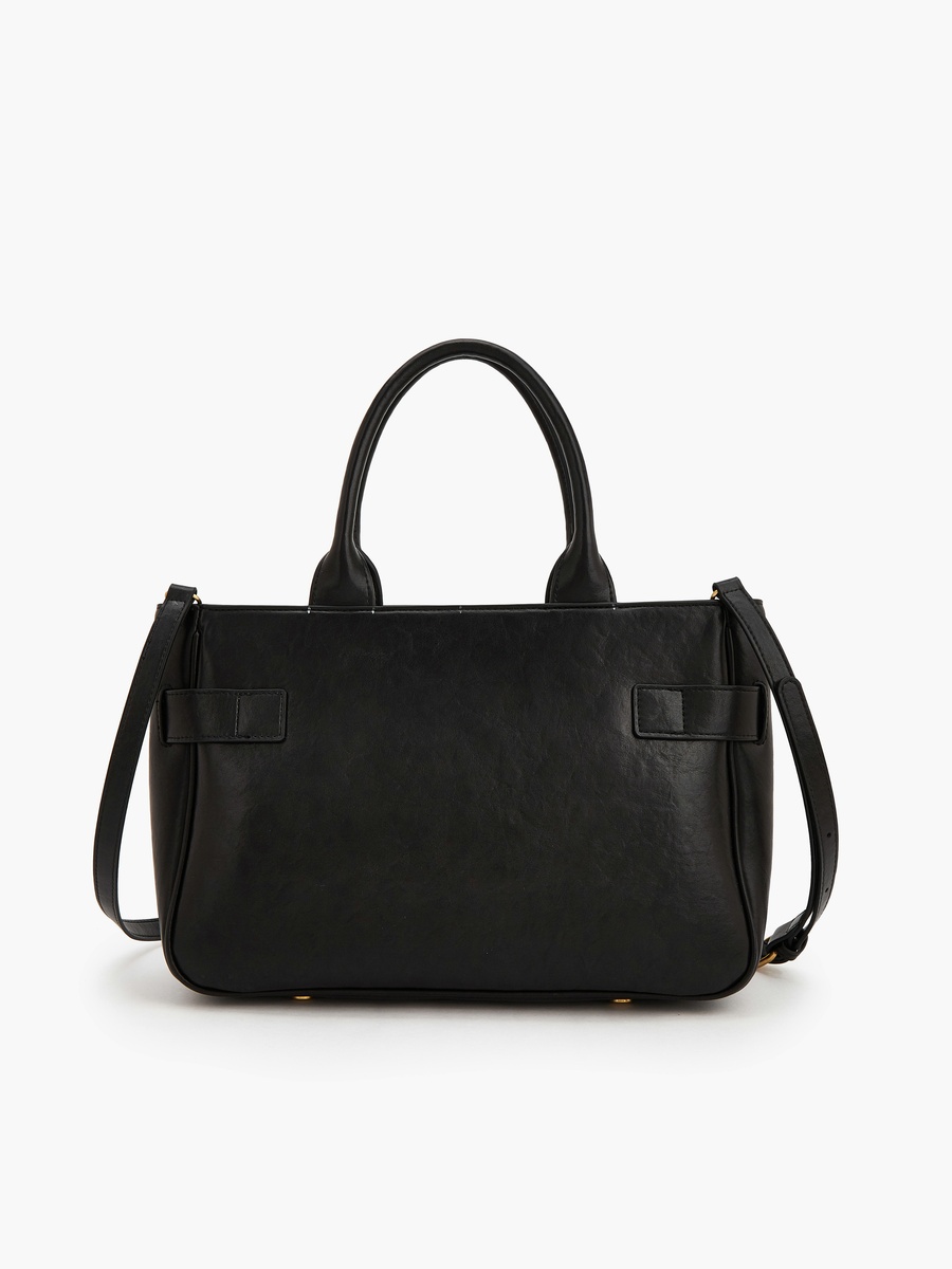 Buckled Detail Tote Bag with Zip Closure