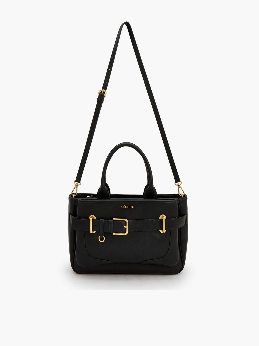 Buckled Detail Tote Bag with Zip Closure