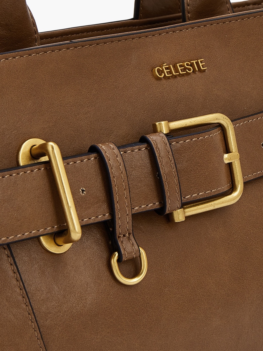 Buckled Detail Tote Bag with Zip Closure