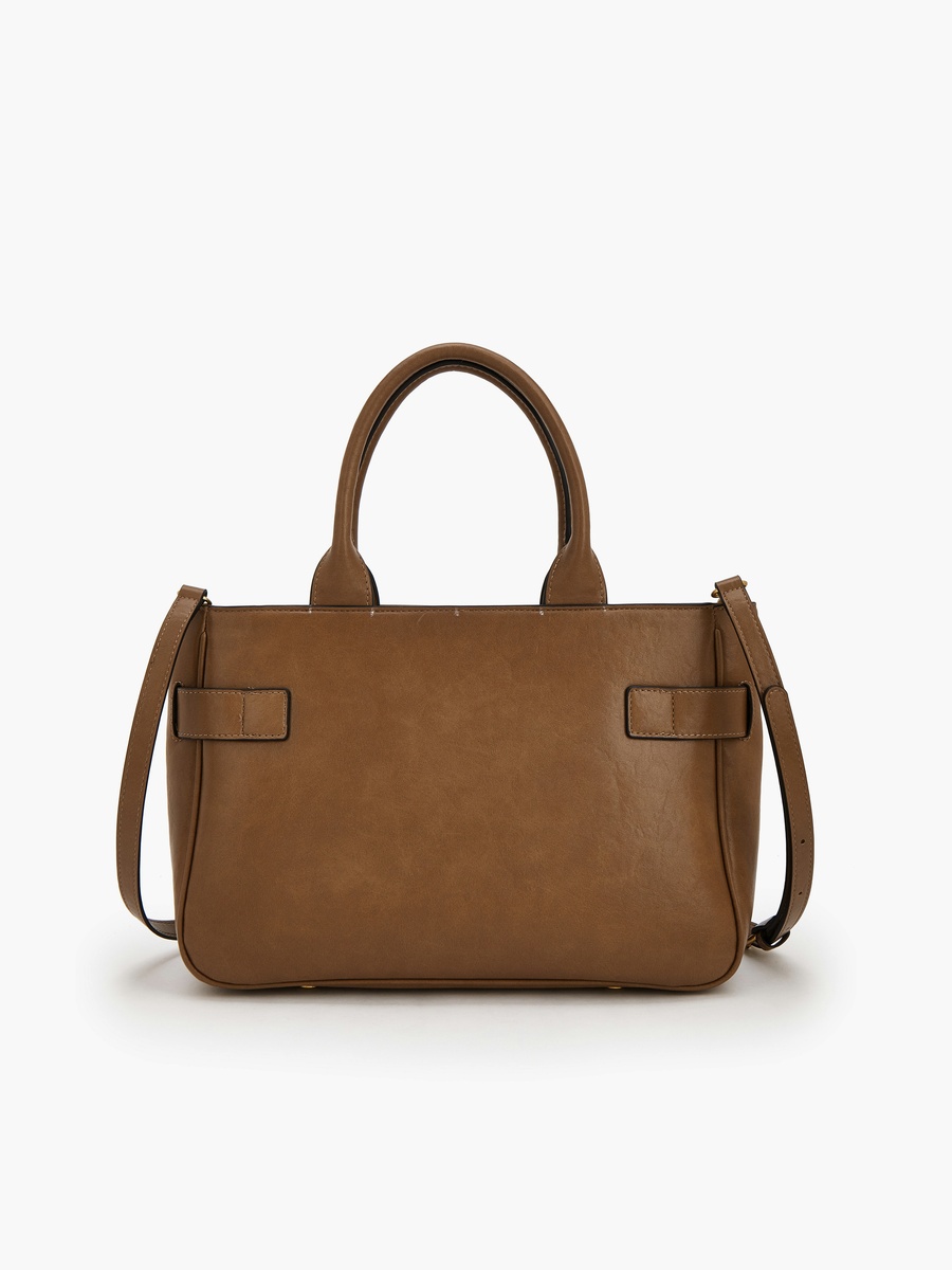 Buckled Detail Tote Bag with Zip Closure