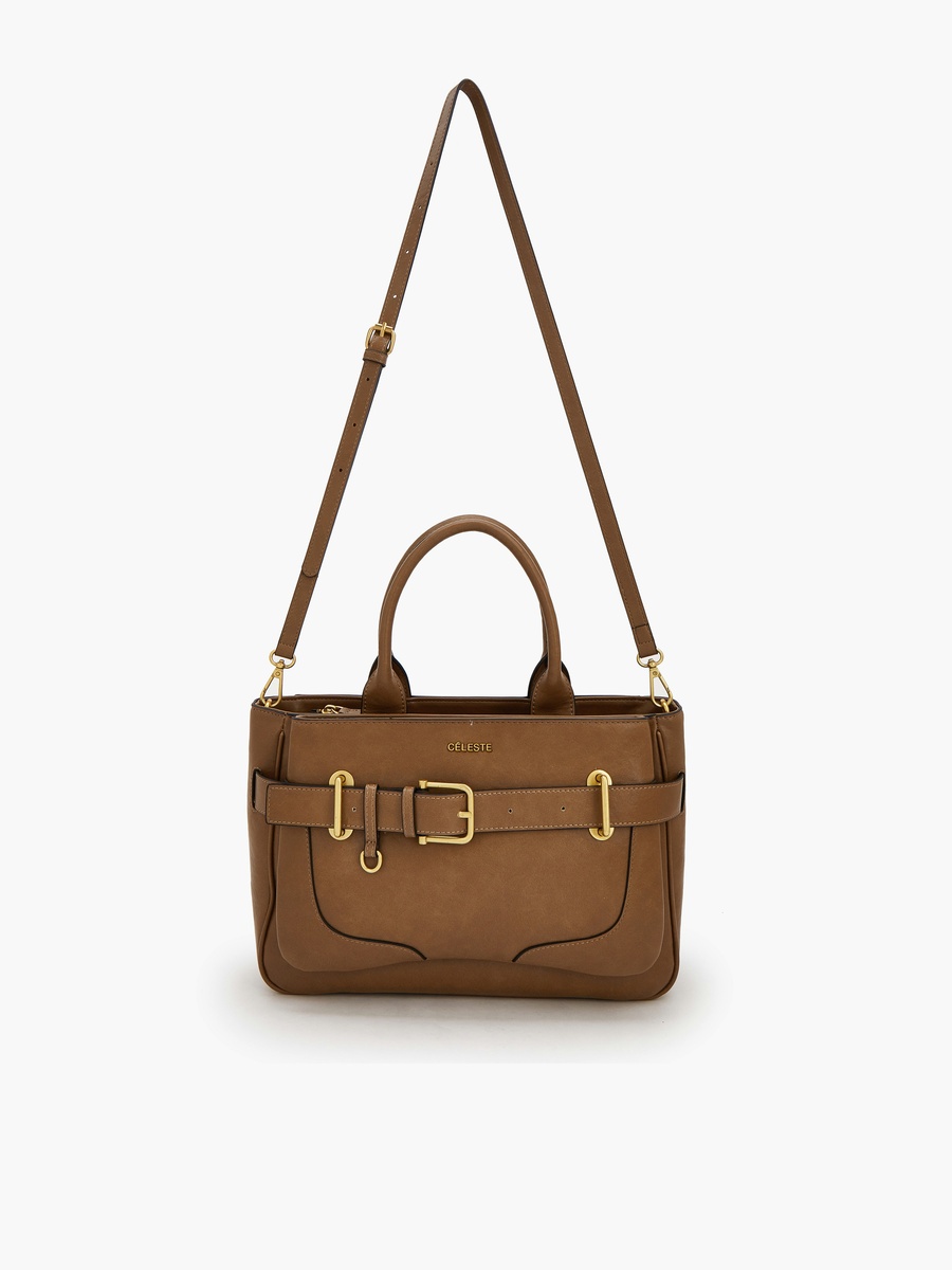 Buckled Detail Tote Bag with Zip Closure