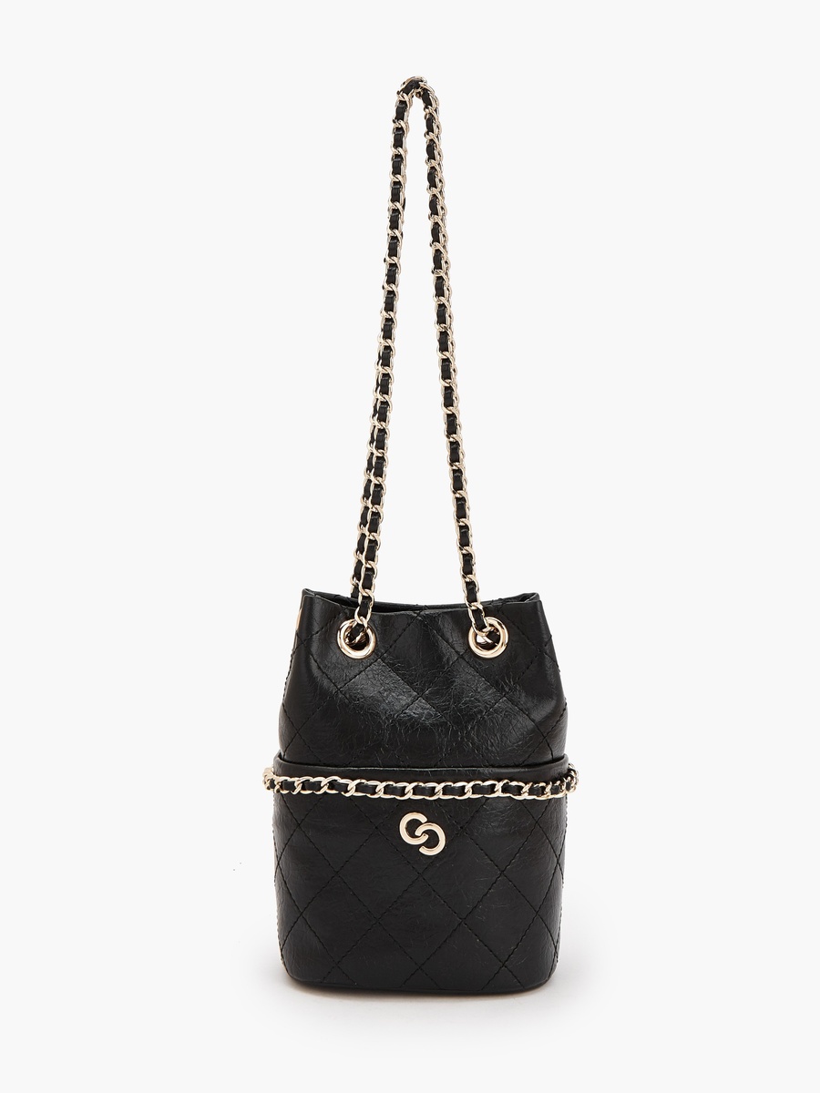 Quilted Bucket Bag with Chain Strap