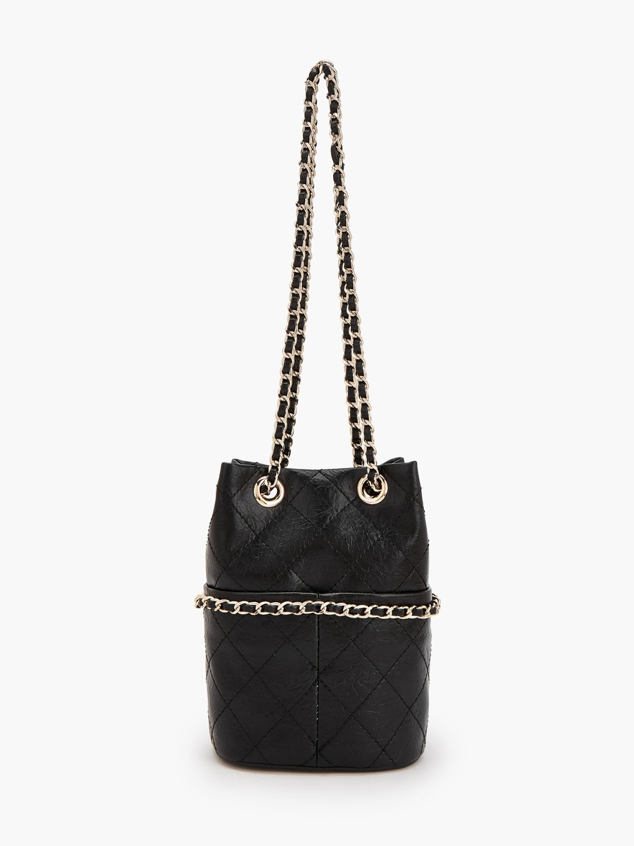 Quilted Bucket Bag with Chain Strap