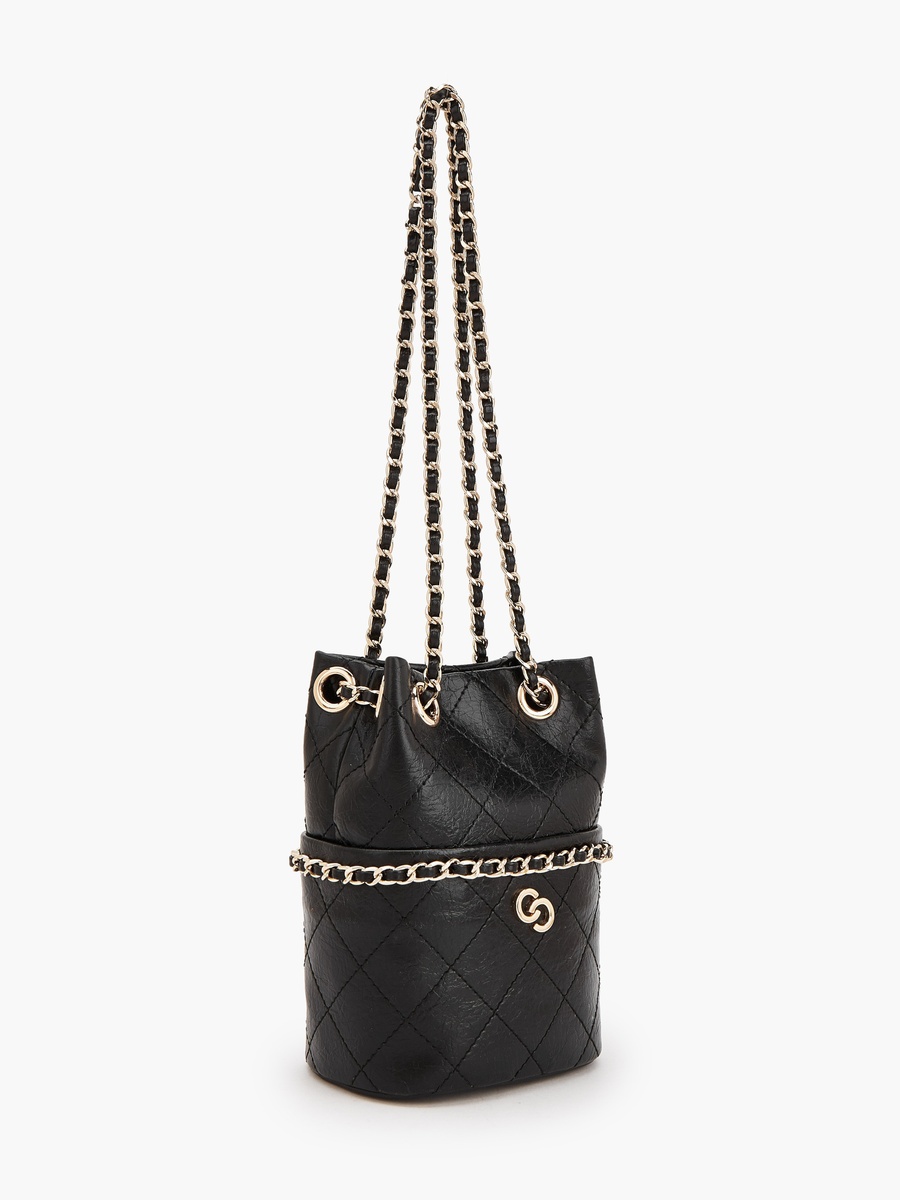 Quilted Bucket Bag with Chain Strap