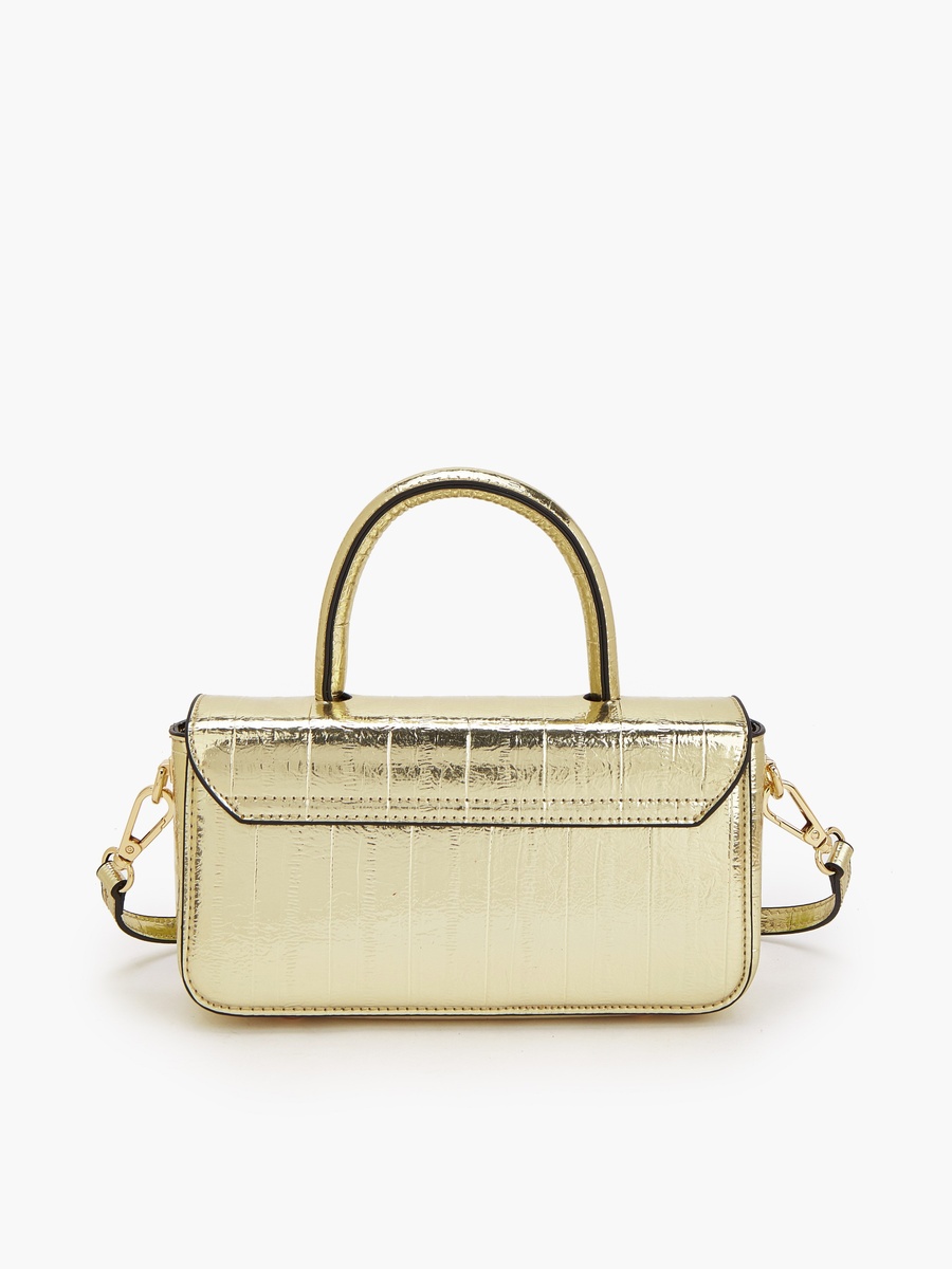 Textured Satchel Bag with Detachable Strap