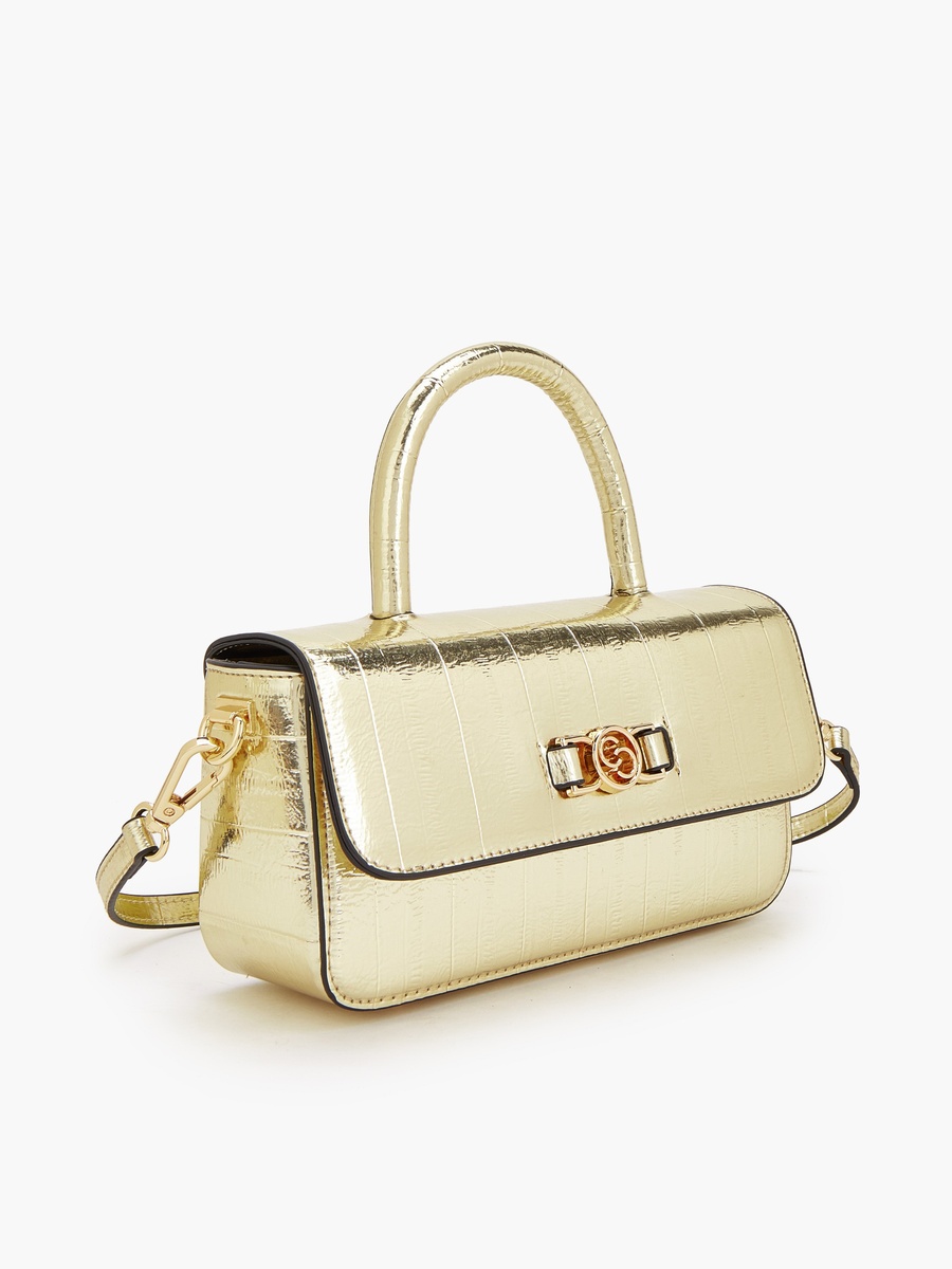 Textured Satchel Bag with Detachable Strap