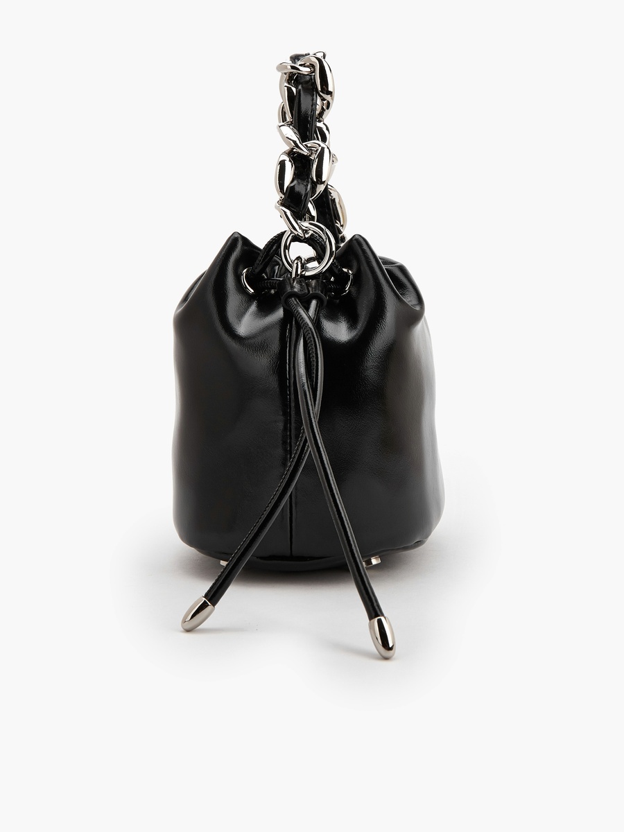Drawstring Bucket Bag with Chain Handle