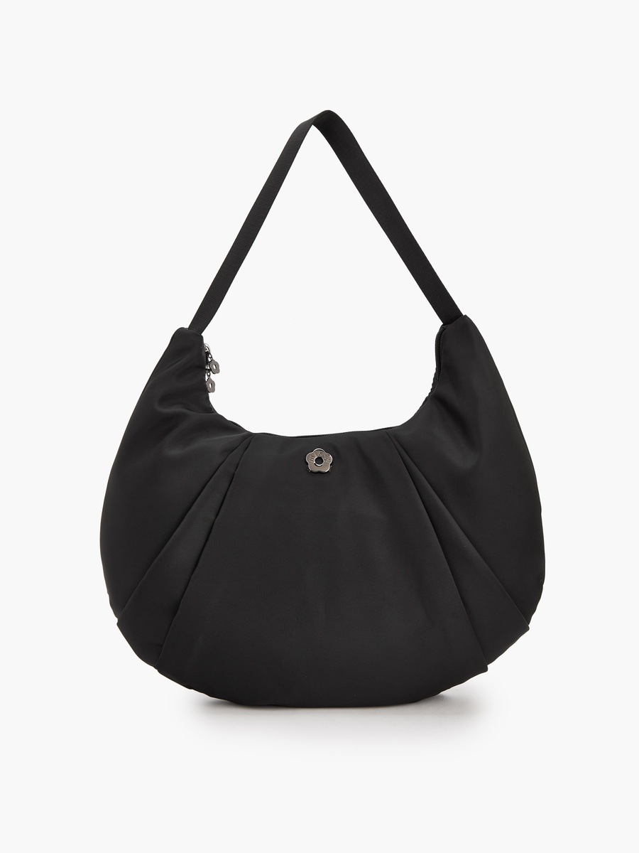 Pleated Shoulder Bag with Zip Closure