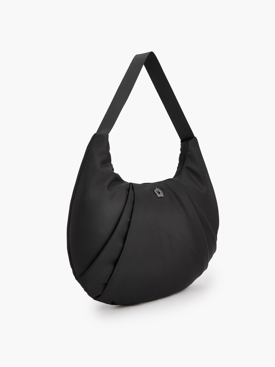 Pleated Shoulder Bag with Zip Closure