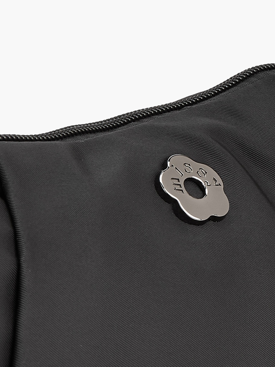 Pleated Shoulder Bag with Zip Closure