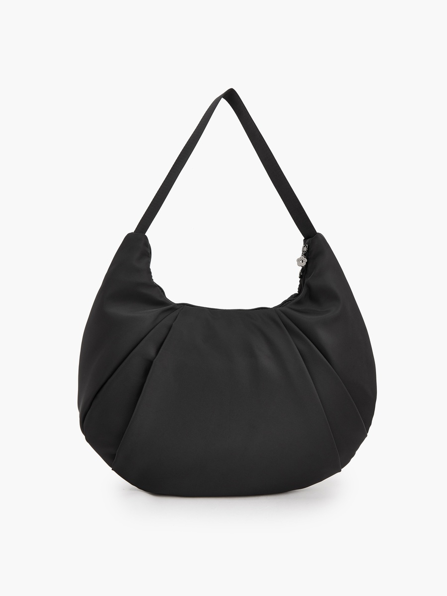 Pleated Shoulder Bag with Zip Closure